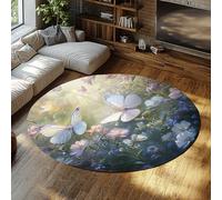 farfalla floreale morbido sottile rotondo tappeto romantico primavera giardino tappeti per bambini teen camera letto cucina home decor pelo basso lavabile 200x200cm