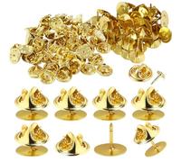 Farfalla Frizione,50 Paia Frizione per Pin Farfalla,Farfalla Frizione con Vuoto,Ferma Spille Pin Backs,Chiusure a Farfalla Con Spilla per Artigianato e Gioielli Making (Oro)