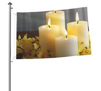 Farfalla gialla con candele bianche bandiera 0,6 x 0,9 m stampa su entrambi i lati bandiere da giardino bandiera da cortile per esterni bandiere per vacanze banner regalo con occhielli sfondo