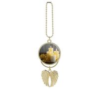 Farfalla gialla con candele bianche ornamento da appendere per auto ciondolo specchietto retrovisore regali fortunati ornamento da appendere divertente ciondolo auto per ufficio decorazione domestica