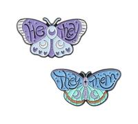 Farfalla Grammatica Reverspins - Pronomi distintivi smaltati per abbigliamento, normale, Metallo non prezioso