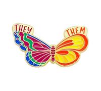 Farfalla Grammatica Reverspins - Pronomi distintivi smaltati per abbigliamento, normale, Metallo non prezioso