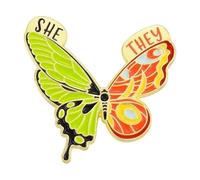 Farfalla Grammatica Reverspins - Pronomi distintivi smaltati per abbigliamento, normale, Metallo non prezioso