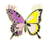 Farfalla Grammatica Reverspins - Pronomi distintivi smaltati per abbigliamento, normale, Metallo non prezioso