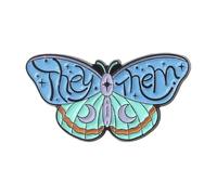 Farfalla Grammatica Reverspins - Pronomi distintivi smaltati per abbigliamento, normale, Metallo non prezioso