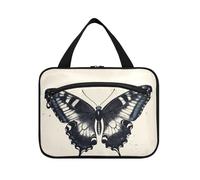Farfalla Illustrazione Art Black Hanging Bag per gli uomini con gancio, accessori di design Borsa per la cura della pelle per accessori Must Haves Work estuche de maquillaje para Mujer L