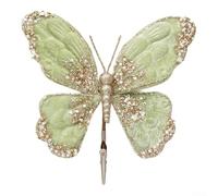 Farfalla in flanella con paillettes multicolore glitterate, per decorazioni per albero di Natale, ornamento decorativo a farfalla multicolore in flanella da appendere con paillettes per interni (verde