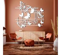 Farfalla in Metallo Nera da Parete, Decorazione murale a Forma di Farfalla in Metallo Nera, Scultura Moderna per Soggiorno, Camera da Letto, corridoio, Arredamento per la casa (Bianca 70x68