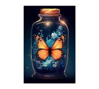 Farfalla In Una Bottiglia Di Vetro Targa In Metallo Divertente Cartelli Metallo Vintage Cartello Decorativo Per Bagno Soggiorno Bar Pub S