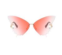 Farfalla in vetro - lenti anti-riflesso, occhiali a farfalla UV oversize senza montatura alla moda per l'estate, spiaggia, festival di guida all'aperto da donna, rosa scuro, Se référer au descriptif