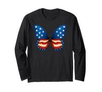 Farfalla Indipendenza Giorno 4 luglio USA Bandiera Patriottica Maglia a Manica