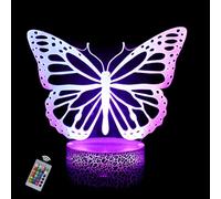 Farfalla Lampada 3D Luce Notturna Bambini LED Illusione Ottica Lampade, 16 Cambia Colore con Telecomando Touch, Regali di Compleanno per Ragazzi e Ragazze