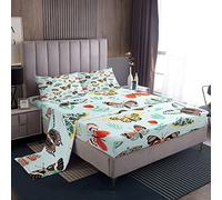 Farfalla Lenzuola Ragazza Farfalla Floreale Foglio Set per Bambini Ragazze Bella Farfalla Set Letto Letto Foglie Tropicali Lenzuola