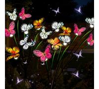 Farfalla Luci Giardino,2 Pezzi Firefly Esterno Luci Solari Giardino Esterno,LED Luci Solari da Giardino All'aperto Impermeabili,Recinzioni,Matrimonio,Cortile,Decorazione del Partito