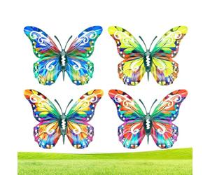 Farfalla Metallo Arte Murale | Set Di 4 Sculture Da Parete | Decorazione Da Patio A Forma Di Farfalla - per Giardino Portico Cortile Balcone Soggiorno Camera Ingresso Casa Amanti della Natura