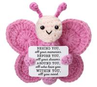 Farfalla positiva all'uncinetto, regalo per donne, mini peluche fatto a mano per amici, colleghi, capo, ragazze, insegnanti per compleanno, Natale, San Valentino, festa della mamma, Pasqua