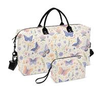 Farfalla Primavera Fiori Freschi Grande Borsa Weekender Borsa Allenamento con Cinghia Regolabile per Viaggi di Lavoro Impermeabile Bolsa de Mano para ropa de