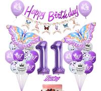 Farfalla ragazza 11 anni decorazione compleanno viola, palloncino 11 anni farfalla viola, 11 farfalla decorazione compleanno ragazza, Palloncini 11 anni deco farfalla viola