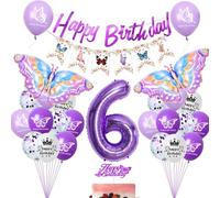 Farfalla ragazza 6 anni decorazione compleanno viola, palloncino 6 anni farfalla viola, 6 farfalla decorazione compleanno ragazza, Palloncini 6 anni deco farfalla viola