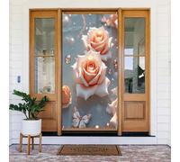 Farfalla Rosa Stampa Bianca No.679 Coperture decorative per porta, decorazione per interni ed esterni, Primavera Estate Autunno Inverno Halloween Natale Decorazioni per la casa