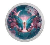 Farfalla sotto la luna confezione da 4 pomelli bianchi per cassetti da cucina per cassettiera, comodino, armadio