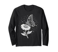 Farfalla su Fiore Floreale Natura Design per Gli Amanti del Giardino Maglia a Manica