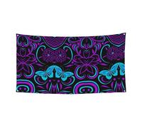 Farfalla su un bellissimo fiore stampa festiva decorazioni con metallo, per interni ed esterni, da appendere, con occhielli, 1 confezione