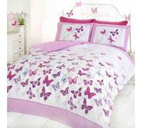 Farfalla Flutter Pink Double Set Copripiumino Nuovo Farfalle