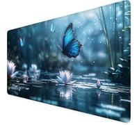 Farfalla Tappetino Mouse Gaming xxl 800 x 400 mm, Tappetino Scrivania Blu Con Bordi Cuciti, Presa Stabile su Superfici Lisce, Impermeabile Antiscivolo Mouse Pad per Gaming Accessori PC, Regalo l2-4N