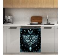 Farfalla teschio misticismo copertura magnetica per lavastoviglie, pannello decorativo magnetico gotico per frigorifero, cucina, porta, 58,4 x 66 cm