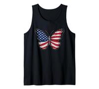 Farfalla USA Bandiera Vintage Carino Americano 4 luglio Ragazza Canotta