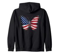 Farfalla USA Bandiera Vintage Carino Americano 4 luglio Ragazza Felpa con Cappuccio