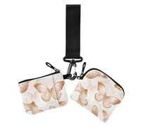 Farfalla Valentine Oro Portamonete da Donna Porta Carte Piccolo Portamonete Staccabile Portafoglio con Cerniera Tasca per Monete per Signore 2 Pz, farfalla San Valentino oro, 1 size, Casual