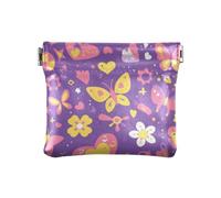 Farfalla Viola Dorato Del Fumetto di Modo Delle Donne In Pelle Raccoglitore di Contanti Unico Cambiamento Titolare Dell'organizzatore di Carta per le