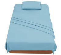 FARFALLAROSSA Completo Letto Singolo 90x190/200 cm - Set Lenzuola 3 Pezzi in Microfibra Morbida, Sotto con Angoli, Sopra e 1 Federa 50x80 - Azzurro