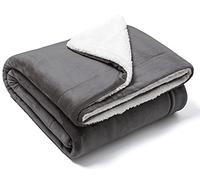 FARFALLAROSSA Coperta Matrimoniale in Pile Sherpa e Flanella Grigio 210x240, Plaid Doppio Strato Letto Matrimoniale, Super Morbida Tiepido Letto o Divano - Grigio Chiaro