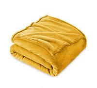 FARFALLAROSSA Coperta Plaid Pile, Coperta Divano Piccolo 130 x 160 cm Flanella, Coperta Letto Singolo Calore Morbida - Oro