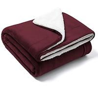FARFALLAROSSA Coperta Singolo/Matrimoniale in Pile Sherpa e Flanella Bordeaux 160x210, Plaid Doppio Strato Letto Matrimoniale, Super Morbida Tiepido Letto o Divano - Bordeaux