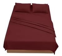 FARFALLAROSSA Lenzuola Matrimoniali 180x190/200 cm - Completo Letto 4 Pezzi in Microfibra Traspirante - Set con Angoli, Telo Sopra e 2 Federe 50x80 - Bordeaux