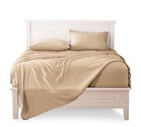 FARFALLAROSSA Lenzuola Matrimoniali Completo, Materiale 100% Puro Cotone, Lenzuola e 2 Federe da Letto, Biancheria da Letto Tinta Unita, beige