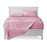 FARFALLAROSSA Lenzuola Matrimoniali Completo, Materiale 100% Puro Cotone, Lenzuola e 2 Federe da Letto, Biancheria da Letto Tinta Unita, rosa