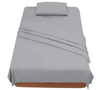 FARFALLAROSSA Set Lenzuola Una Piazza e Mezza 120x190/200 - Completo Letto 3 Pezzi Microfibra Premium - Lenzuolo Angoli, Sopra e Federa 50x80 - Grigio Chiaro