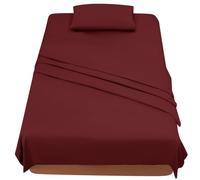 FARFALLAROSSA Set Lenzuola Una Piazza e Mezza 120x190/200 - Completo Letto 3 Pezzi Microfibra Premium - Lenzuolo Angoli, Sopra e Federa 50x80 - Bordeaux