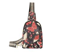 Farfalle alla moda San Valentino Nero Rosso (1) borsa per uomo in pelle crossover borse per le donne per escursioni, Farfalle San Valentino nero rosso (1), 1 size
