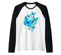 Farfalle Blu Art Garden Belle Farfalle Maglia con Maniche Raglan