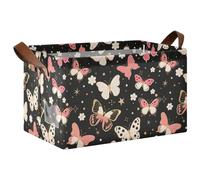 Farfalle Cestini portaoggetti in tessuto decorativo nero pesca secchi portaoggetti pieghevoli con manici mensola organizer vestiti ufficio casa per organizzare vestiti jeans