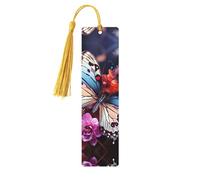 Farfalle colorate su fiori segnalibri in legno per gli amanti dei libri, segnalibro fai da te fatto a mano con nappe colorate Marcatori di pagina stampati su entrambi i lati, accessori artistici per