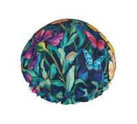 Farfalle danzano sulle rose Cuffia da a riutilizzabile - cuffia da a quotidiana impermeabile, elastica e a doppio strato, ecologica