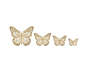 Farfalle decorativa da Muro SET 4 Pezzi in ferro colore Oro WALL BUTTERFLIES Dimensioni varie cm peso 400 gr in ferro oro