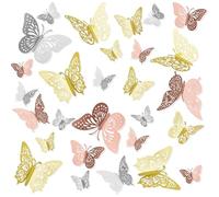 Farfalle Decorative,Adesivi Murali,Adesivi,Farfalle,Decorazioni Camera Da Letto,Farfalle Decorative Torta,Decorazioni Parete,Adesivi Murali Soggiorno,Adesivi Murali 3d,24 Pezzi,Oro,Argento,Oro Rosa
